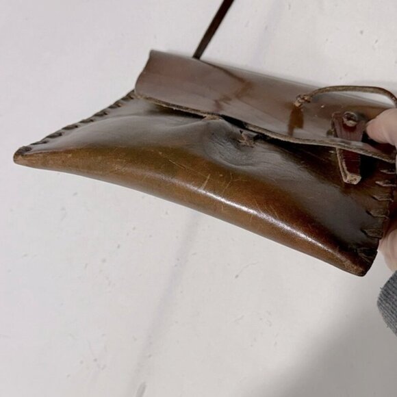 Vintage Brown Leather Shoulder Bag Purse - Picture 5 of 11